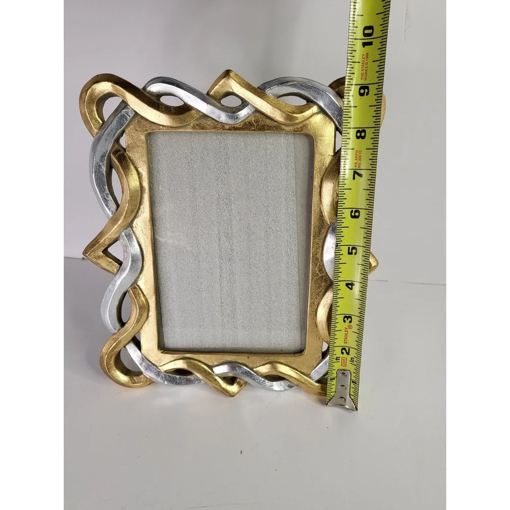 Gold and Silver Infinity Interlaced Knot Picture Frame 4x6 Tabletop Decor